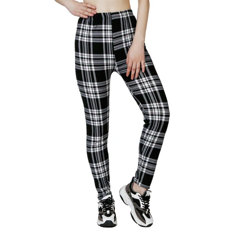 Black and White Checkered WOMEN'S Sports and Fitness Leggings