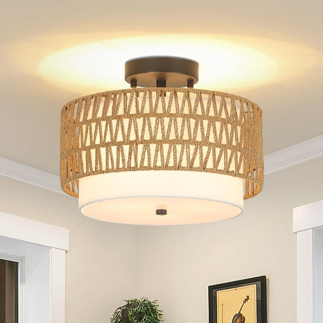 3-Shade Woven Ceiling Light