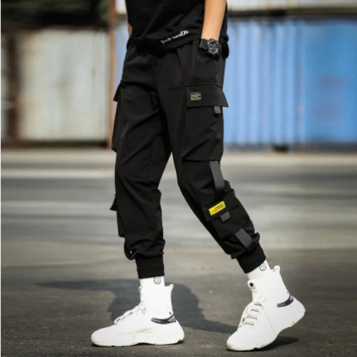 2024 Spring Autumn New Men's Korean Fashion Multi-pocket Loose Ins Nine-minute Drawstring Leg Work Pants Casual Daily Sweatpants