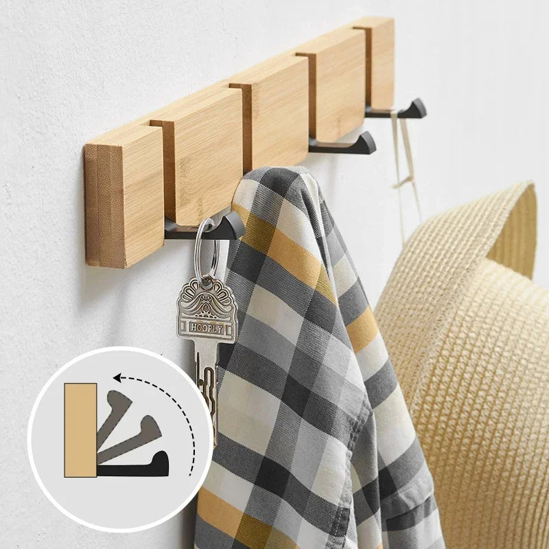 Wooden Invisible Bathroom Hook Creative Aluminum White Black Wall Mounted Door Key Storage Hanger Coat Towel Holder 3 4 5 Hooks