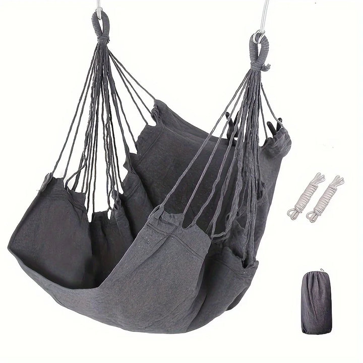 Relaxing Rip Resistant Canvas Hammock Chair - Swing & Rocking Comfort (W/ Tie Ropes)