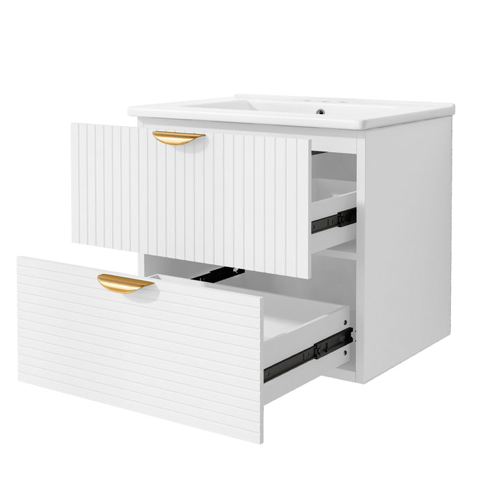 Modern 24-Inch 2 Drawer Wall Mounted Bathroom Cabinets