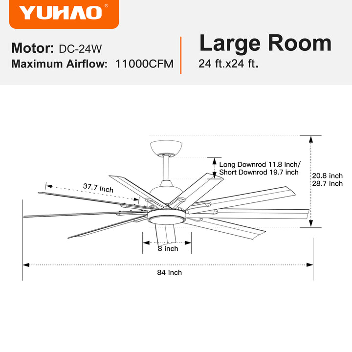 84in Aluminum Ceiling Fan