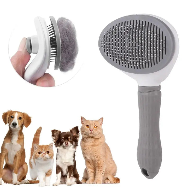 Pet Comb Automatic Hair Removal Comb Stainless Steel Needle Comb Cat Comb Cleaning Household Goods One Click Hair Removal