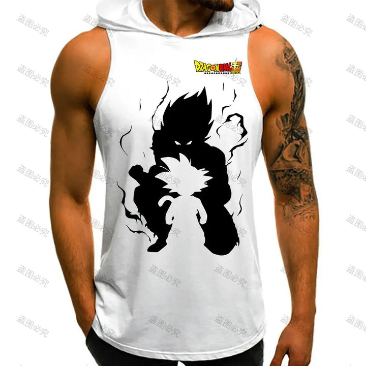 Men Tank Top Dragon Ball Z Mens Muscle Vest With Hood Y2k Clothes Sleeveless Gym Shirt New Trend High Street Bodybuilding 2022