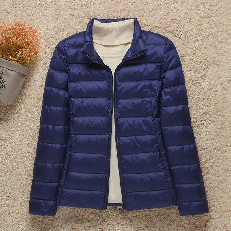 2023 New Fashion Female Cold Jacket Women Winter Light White Duck Down Jacket Slim Puffer Jacket Portable Windproof Down Coat