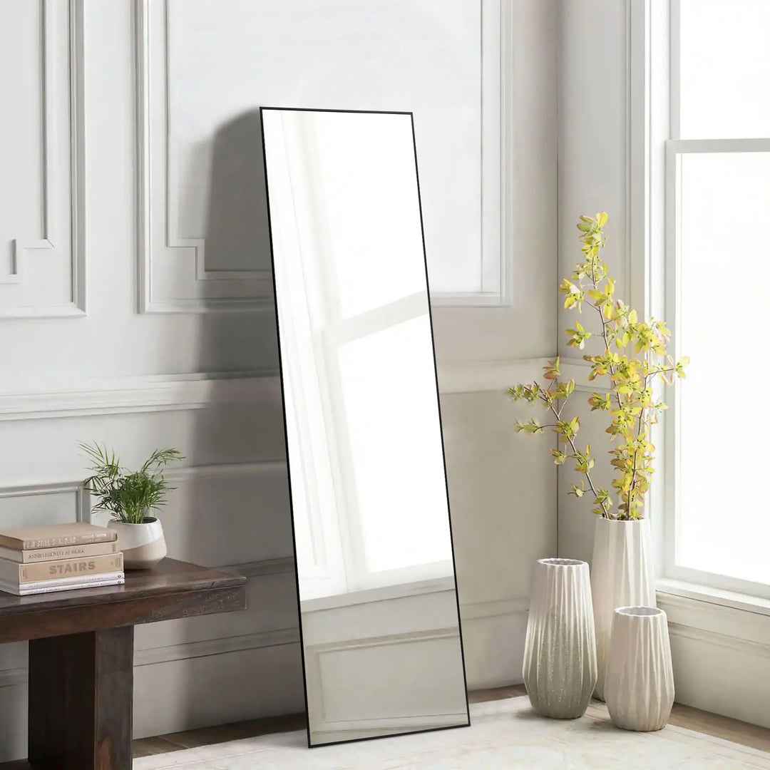 JHK Full Body Floor Mirror 59"x16" Standing Hanging or Wall-Mounted Mirrors with Stand Aluminum Alloy Frame For Living Room