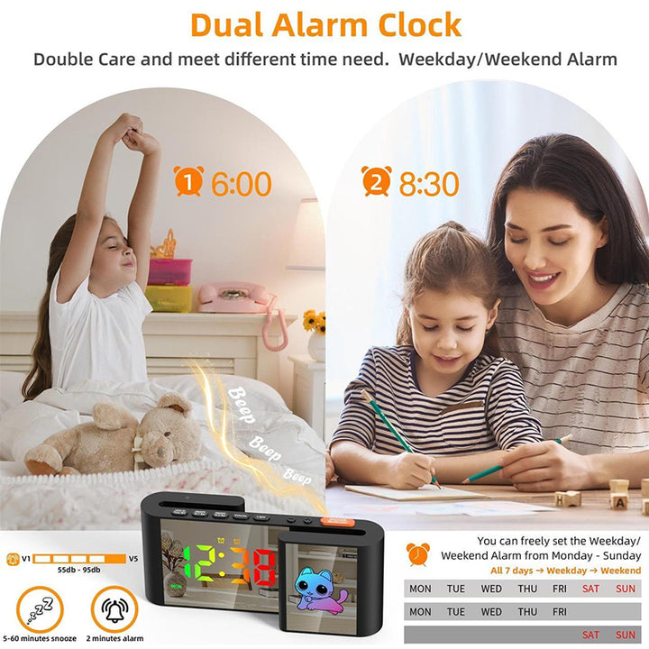 S-shaped Dual-Screen RGB Alarm Clock