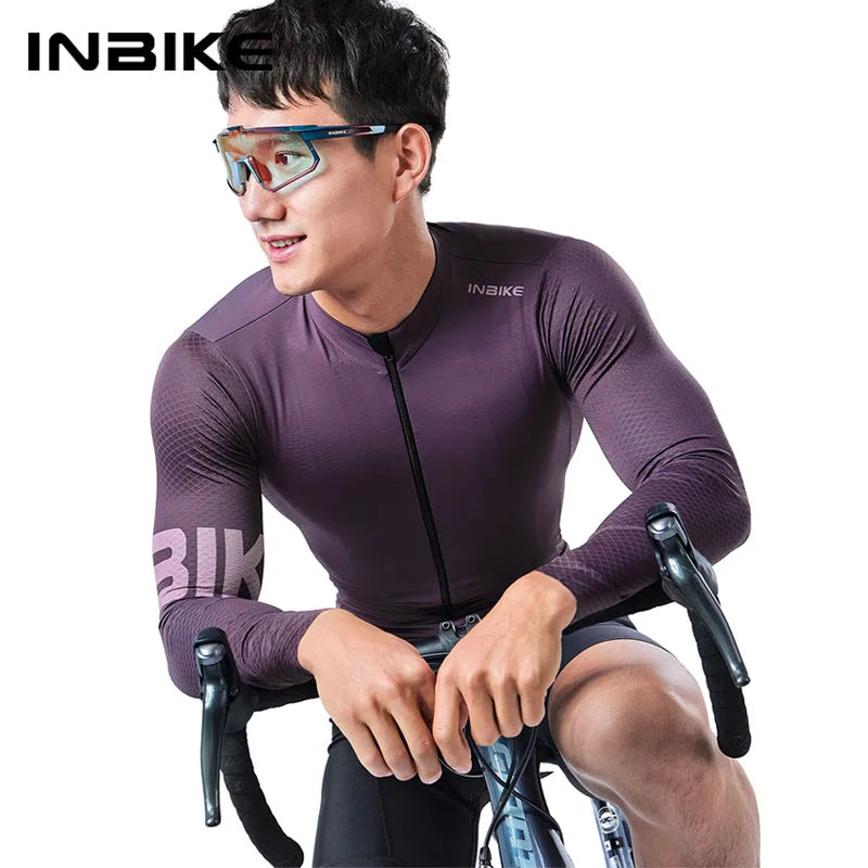 INBIKE Men’s Cycling Long Sleeve Breathable MTB Clothing Bicycle Jersey for Men Road Bike Top Shirts with Pocket Cycling Clothes