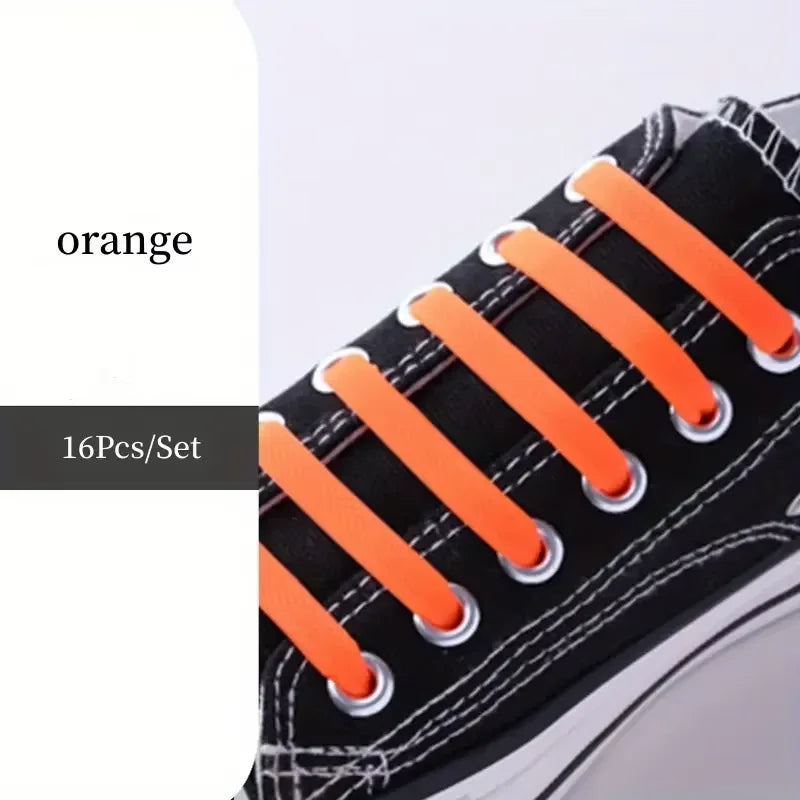 16pcs/pack Elastic No-Tie Silicone Shoelaces - Convenient, Stretchy and Flexible Laces for Sneakers Casual Shoes and Sports Shoe