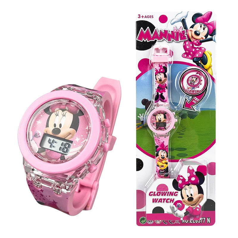 Flash Light Spiderman Kids Watches For Boys Cartoon Hello Kitty Mickey Children Watch Girls Student Clock Gifts free shipping