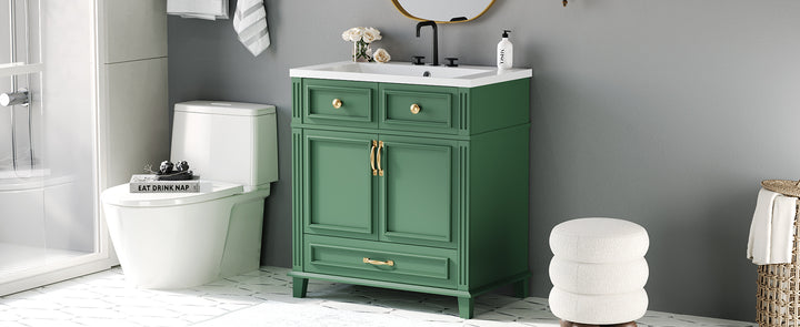 30 inch uncovered bathroom vanity with soft closed door, limited to solid wood frame bathroom storage cabinet green