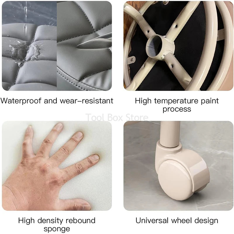 Household Universal Wheel Small Stool Pulley Chair 360 Degree Rotating Children Low Stool Round Chair Living Room Sofa Stool