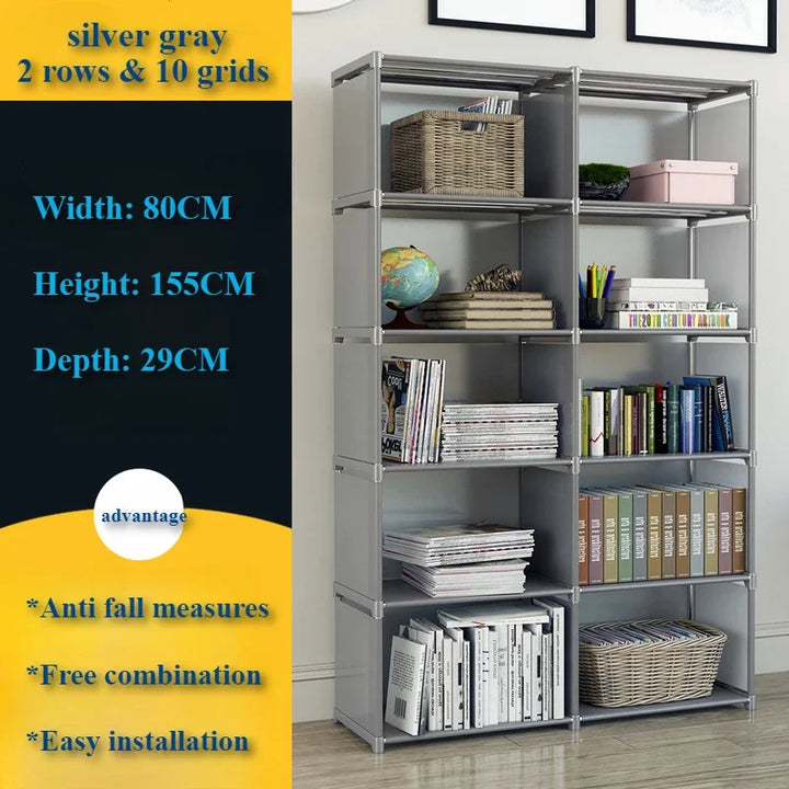 Simple Bookshelf Multi-layer Bookshelf Storage Racks Bedroom Book Shelf Organizer Easy Assembly Bookcase Stackable Book Shelves