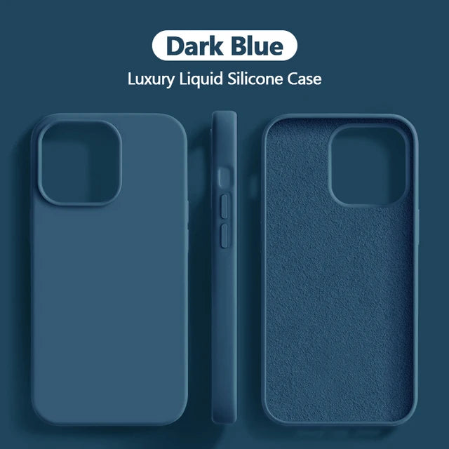 Liquid Silicone Case For iPhone 11 14 13 12 15 Pro Max Phone Cases For iPhone 13 12 Mini 14 15 7 8 Plus X XR XS Shockproof Cover