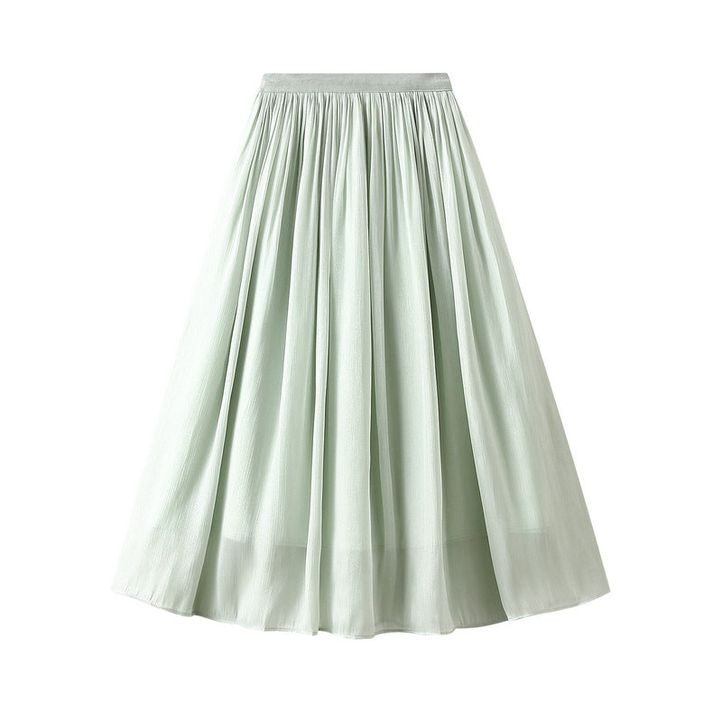 Summer's New Glazed Pearl Skirt Two-Color Willow Crepe Light Drape And Flexible Crotch Skirt