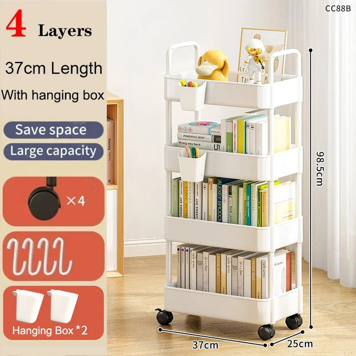 Bookshelf Storage Trolley Mobile Kitchen Trolley Organizer With Wheels Gap Mobile Bookshelf Trolley Household Snacks StorageRack