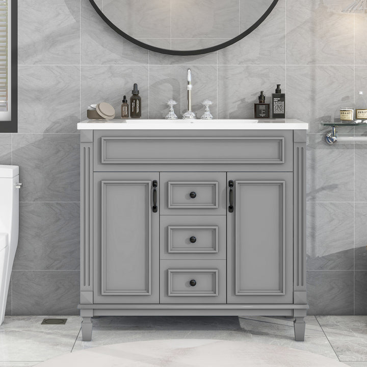 36'' Bathroom Vanity with Top Sink, Modern Bathroom Storage Cabinet with 2 Soft Closing Doors and 2 Drawers, Single Sink Bathroo