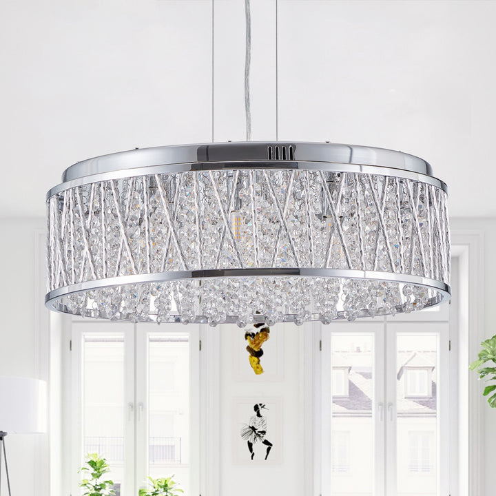 Modern Crystal Pendant 18.9-inch Aluminum+Iron Circular Ceiling Light Embedded Ceiling Fixture