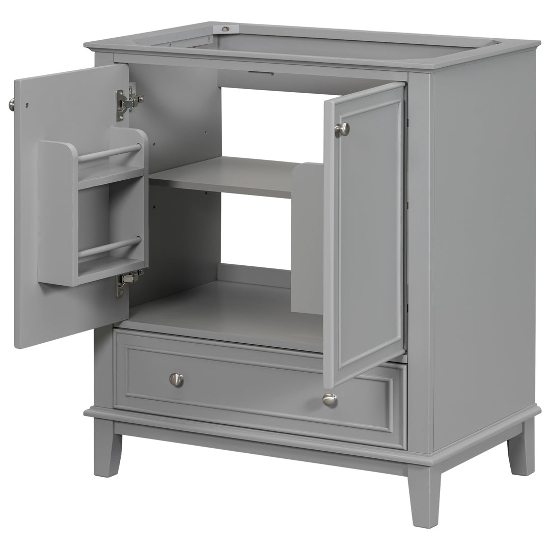 30 Inch Gray Multi Drawer MDF Bathroom Vanity (No Sink)