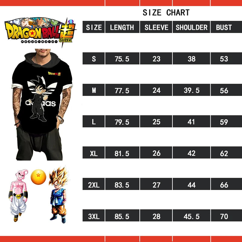 Dragon Ball Z Short Sleeve T Shirt for Men Men's Hooded T-Shirt Clothing Gym Hip Hop Tshirt Vegeta Goku Anime Harajuku Style Y2k