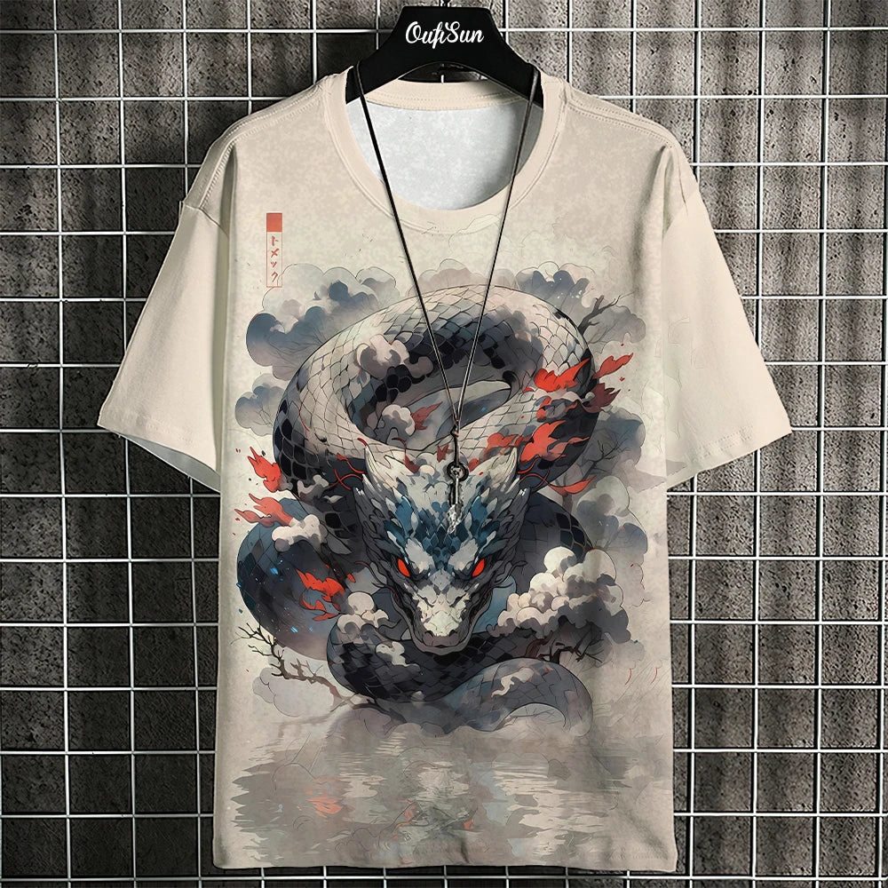 Summer Short Sleeve Harajuku Print Aniam T Shirt For Men O-Neck Oversized Pullover Fashion Streetwear Fashion Men‘s Clothing