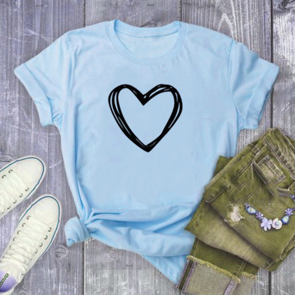 Woman’s Heart Printed Short Sleeve T-Shirt