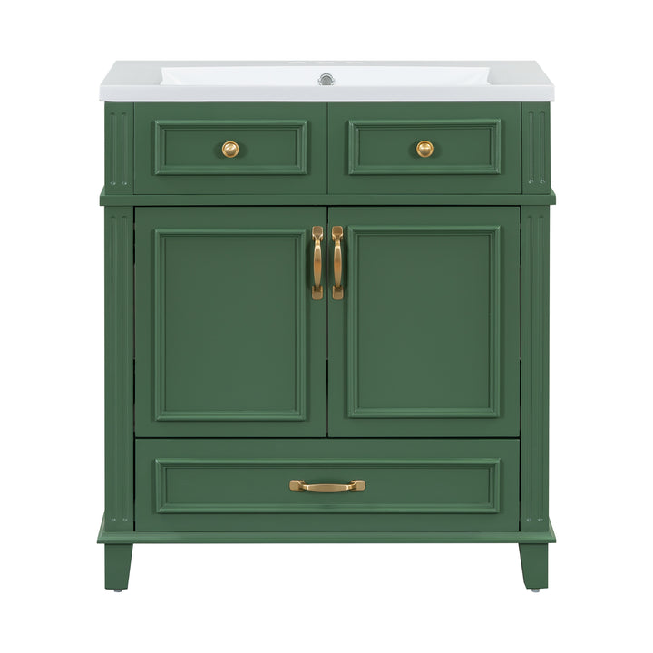 30 inch uncovered bathroom vanity with soft closed door, limited to solid wood frame bathroom storage cabinet green