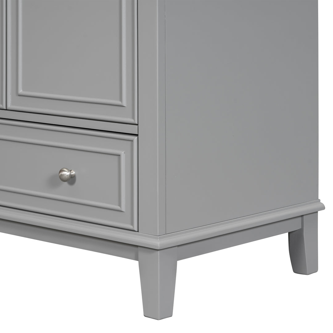 30 Inch Gray Multi Drawer MDF Bathroom Vanity (No Sink)