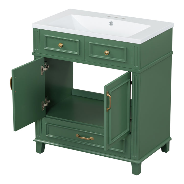 30 inch uncovered bathroom vanity with soft closed door, limited to solid wood frame bathroom storage cabinet green