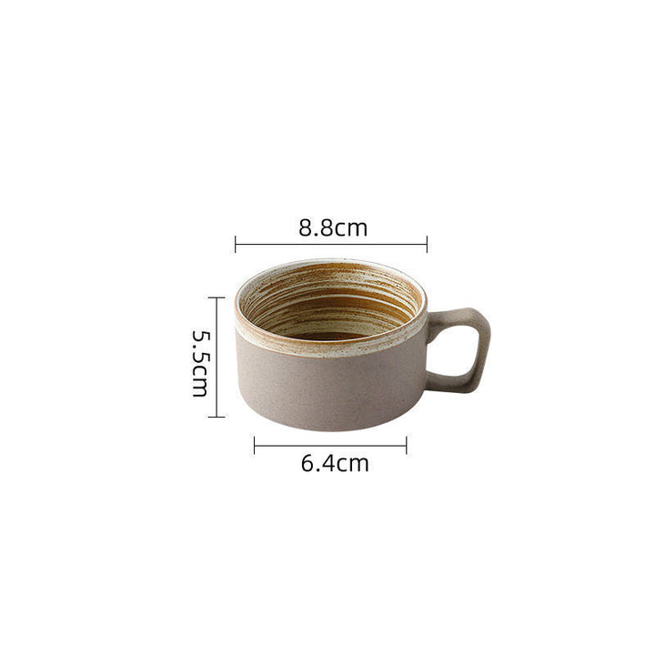 Coarse pottery coffee cup and plate set creative handmade retro coffee cup artistic cup plate milk cup