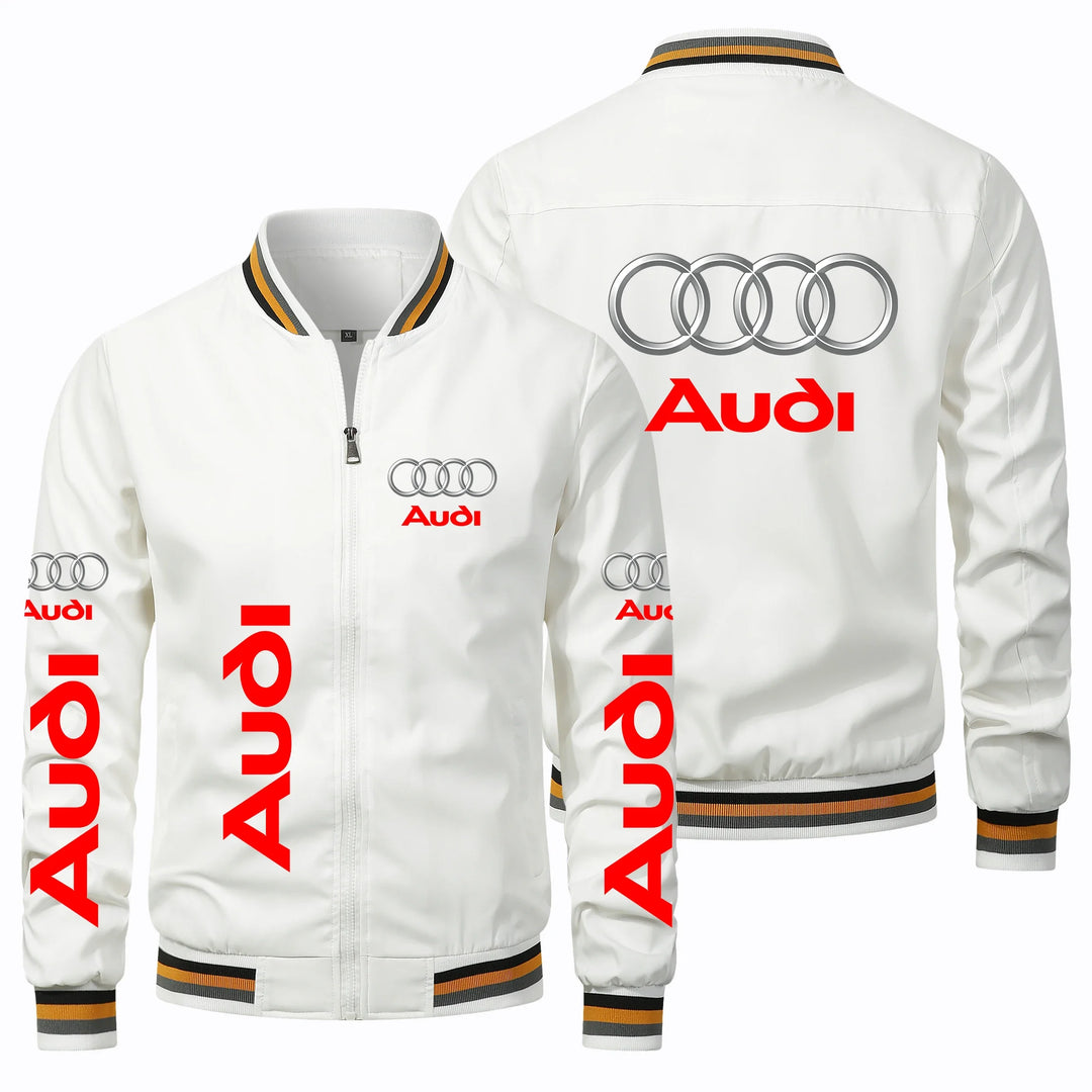 Motorcycle Jacket Audi Car Logo Printed Biker Jacket Fashion Racing Team Uniform Oversized Audi Clothing Bomber Jacket Man S-5XL