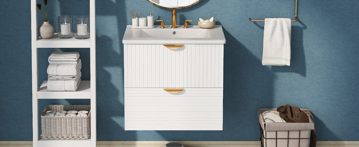 Modern 24-Inch 2 Drawer Wall Mounted Bathroom Cabinets