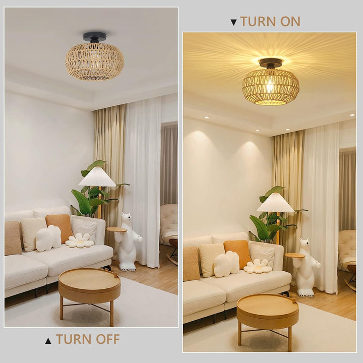 Woven Boho LED Ceiling Light