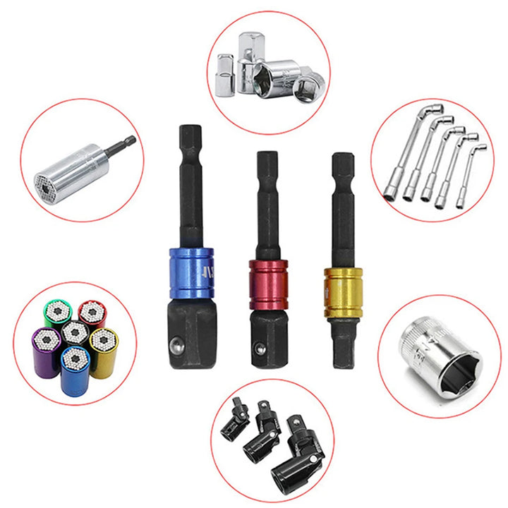 Black 105 ° Turning Screwdriver Joint Electric Drill Corner Socket Screwdriver Head 3PC Hexagonal Conversion Extension Tool Set