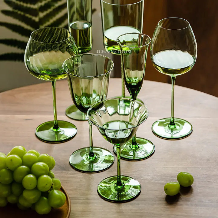 Handmade Vintage Green Crystal Glass Martini/Wine/Champagne (200-300ml)