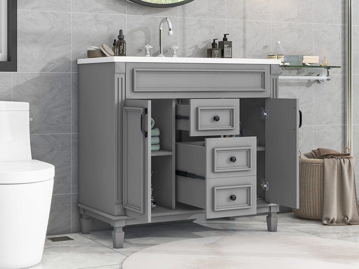 36'' Bathroom Vanity with Top Sink, Modern Bathroom Storage Cabinet with 2 Soft Closing Doors and 2 Drawers, Single Sink Bathroo