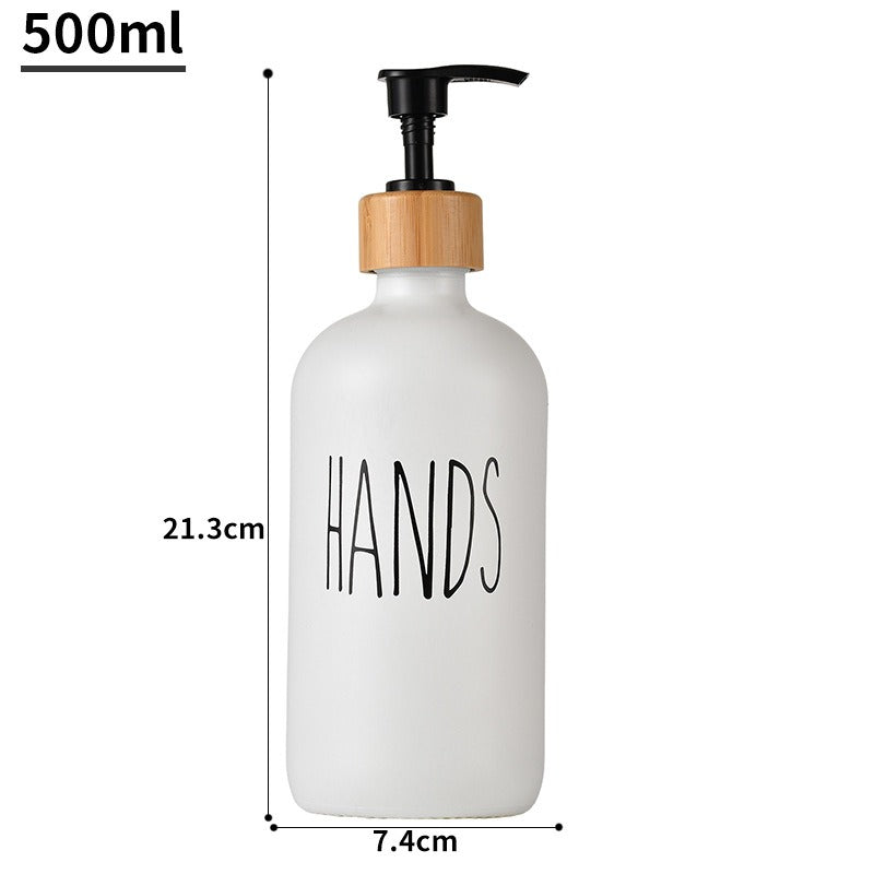 Glass 500ml Boston hand soap pump black and white split bottle wooden cap soap dispenser shampoo bottle