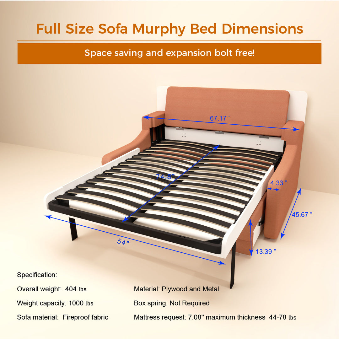 Full size Morden Design Vertical Murphy Bed W/Sofa + Secret Compartment