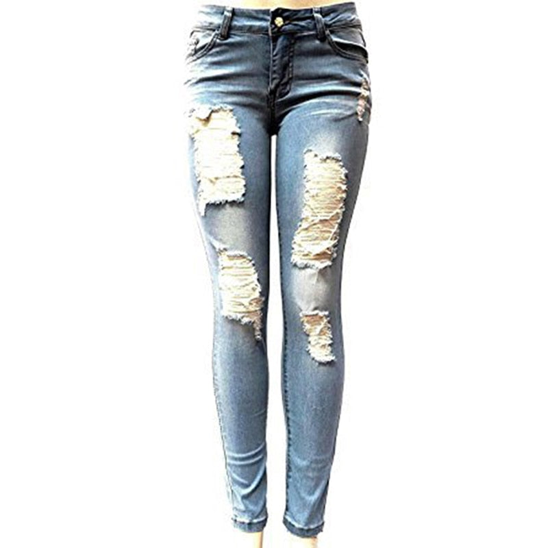 Woman’s Fashion Ripped Cotton Jeans