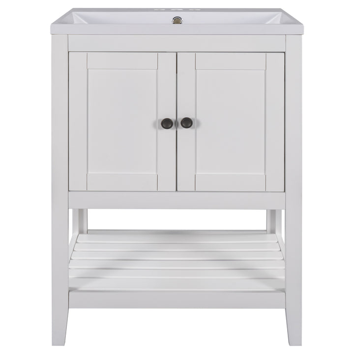 24 inch Bathroom Cabinet With Ceramic Sink & Solid Wood Frame