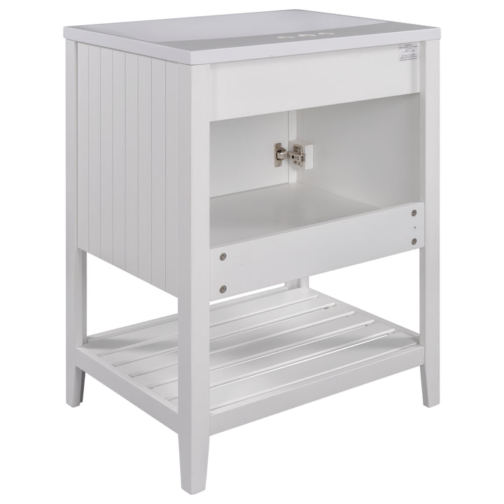 24 inch Bathroom Cabinet With Ceramic Sink & Solid Wood Frame