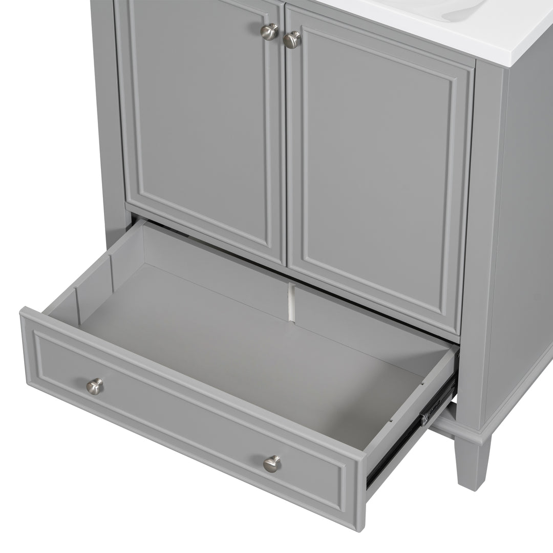 30 Inch Gray Multi Drawer MDF Bathroom Vanity (No Sink)