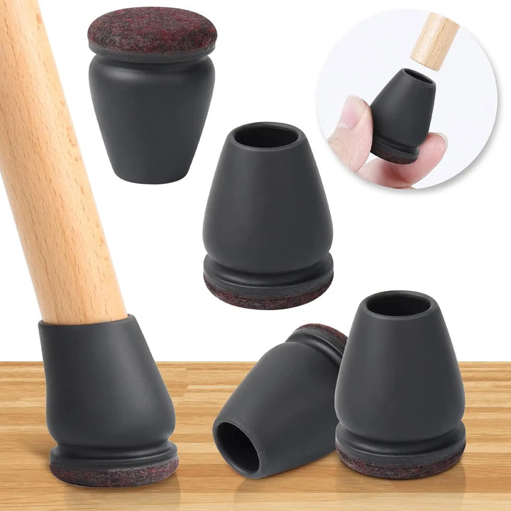 Non Slip Wear Resistant Silicone Chair Caps (Black/Brown)