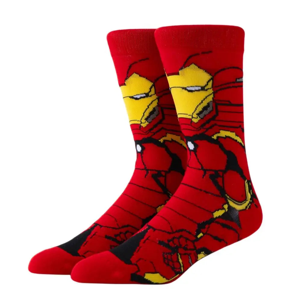 Anime Marvel Men Socks Spider Man Long Sports stockings Men‘s Knee-High cosplay Iron Man Sock Personality Hip Hop for kids