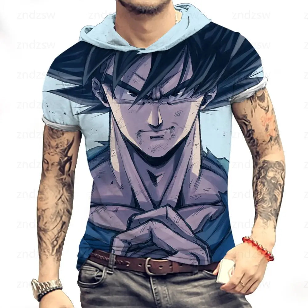 Vegeta Dragon Ball Z T Shirt for Men Harajuku Style Men's Hooded T-Shirt Tops Fashion T-shirts Trend Goku Super Saiya Man Y2k