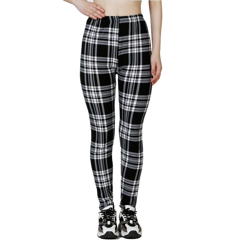 Black and White Checkered WOMEN'S Sports and Fitness Leggings