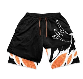 Anime Gym Shorts Men Women Naruto One Piece Nika Luffy 3D Print 2 In 1 Quick Dry Breathable Sports Training Compression Shorts