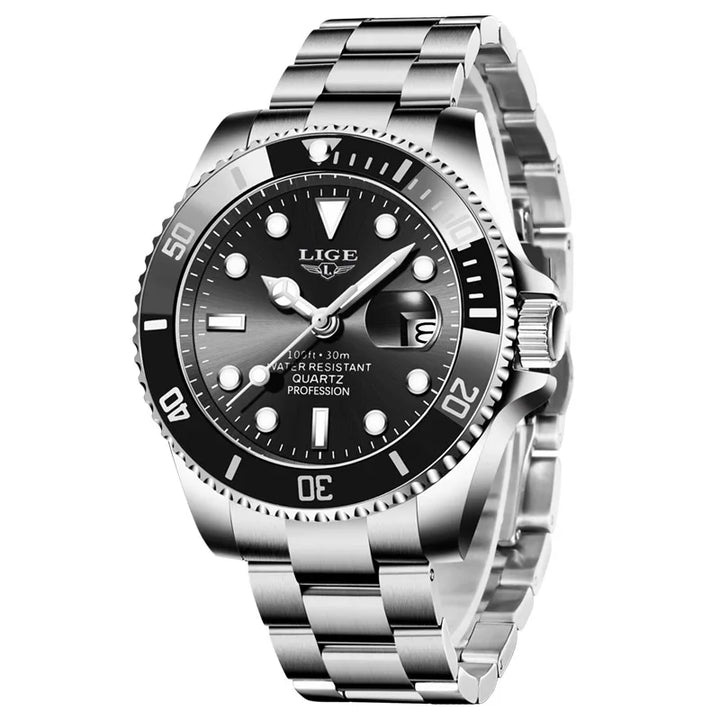 LIGE Top Brand Luxury Fashion Diver Watch Men 30ATM Waterproof Date Clock Sport Watches Mens Quartz Wristwatch Relogio Masculino