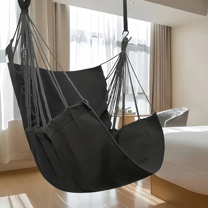 Relaxing Rip Resistant Canvas Hammock Chair - Swing & Rocking Comfort (W/ Tie Ropes)